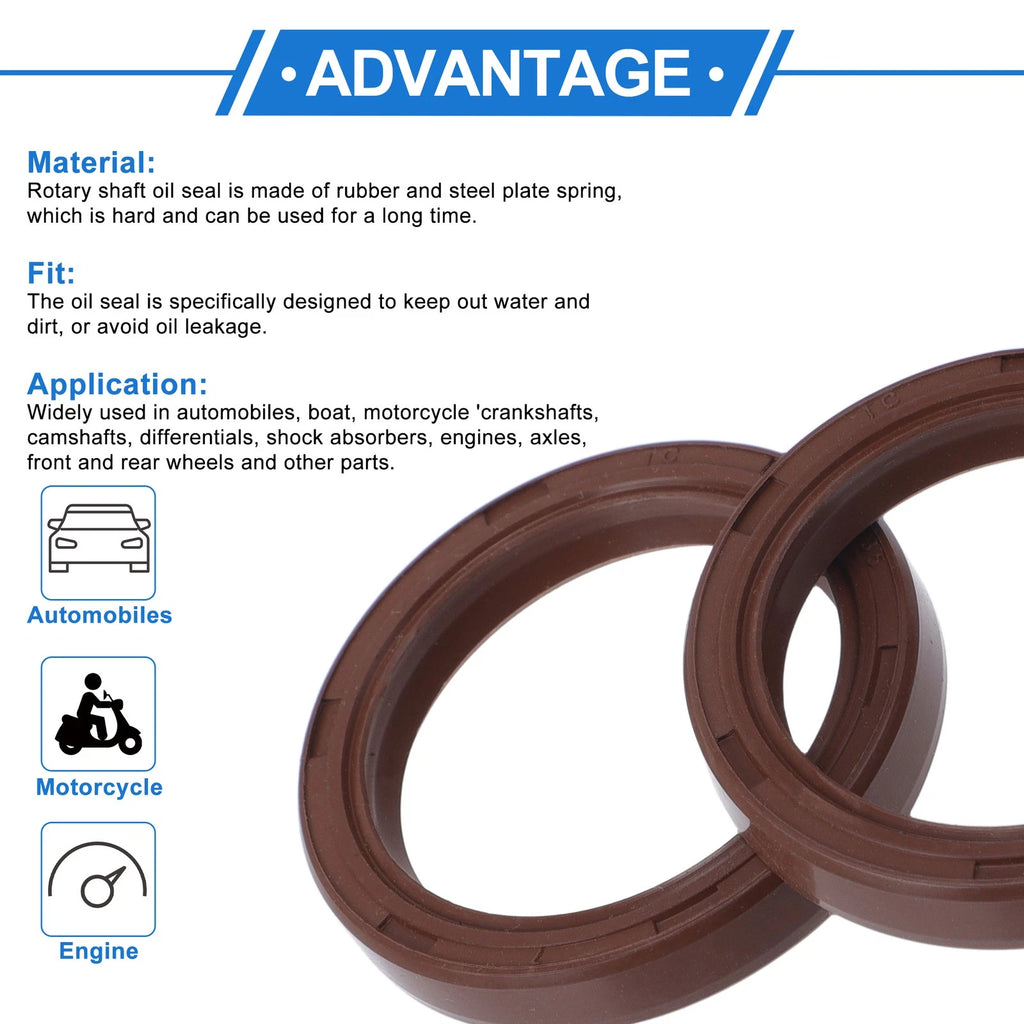2X Oil Seal Rotary Shaft Seal for Various Models (35x45x7mm) FKM Rubber