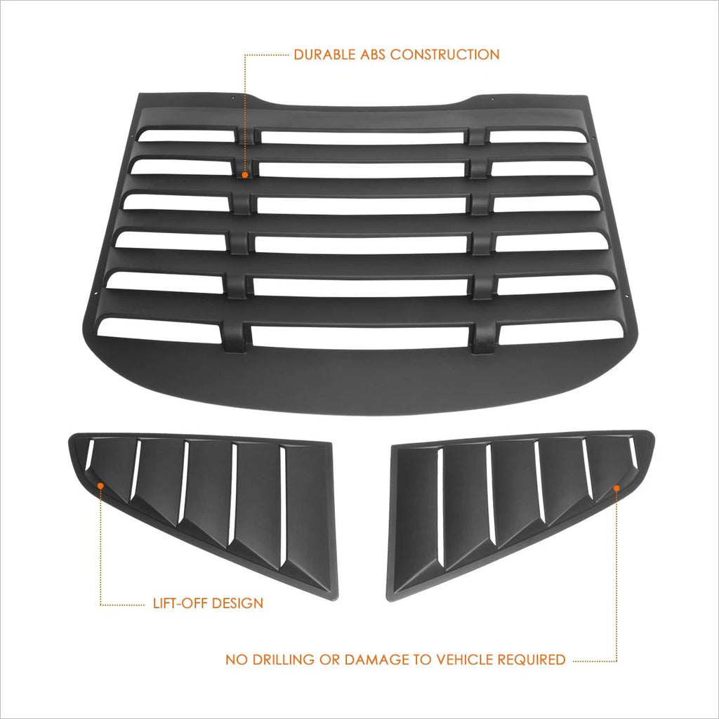 Lift-Off Rear & Quarter Side Window Louvers for Ford Mustang Coupe (2015–2018)