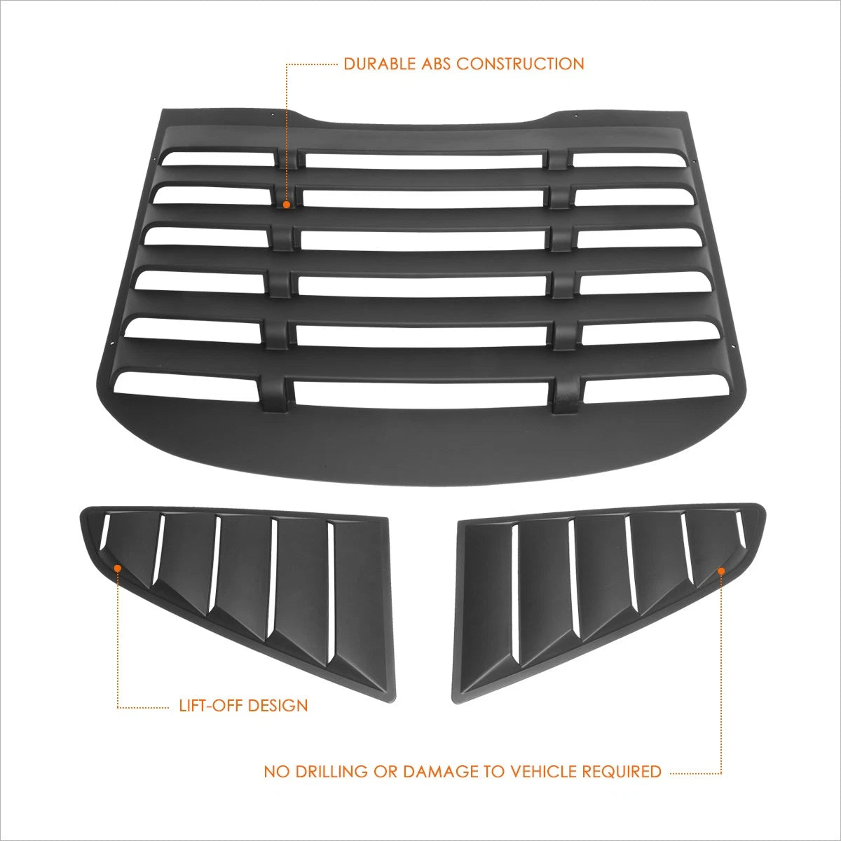 Lift-Off Rear & Quarter Side Window Louvers for Ford Mustang Coupe (2015–2018)