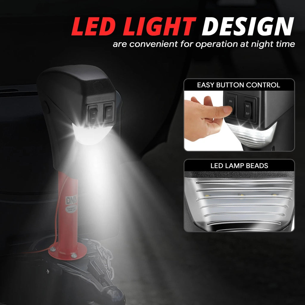 Electric Trailer Jack 3500lbs for Trailer (31.5 in-50.2 in) with LED Lights