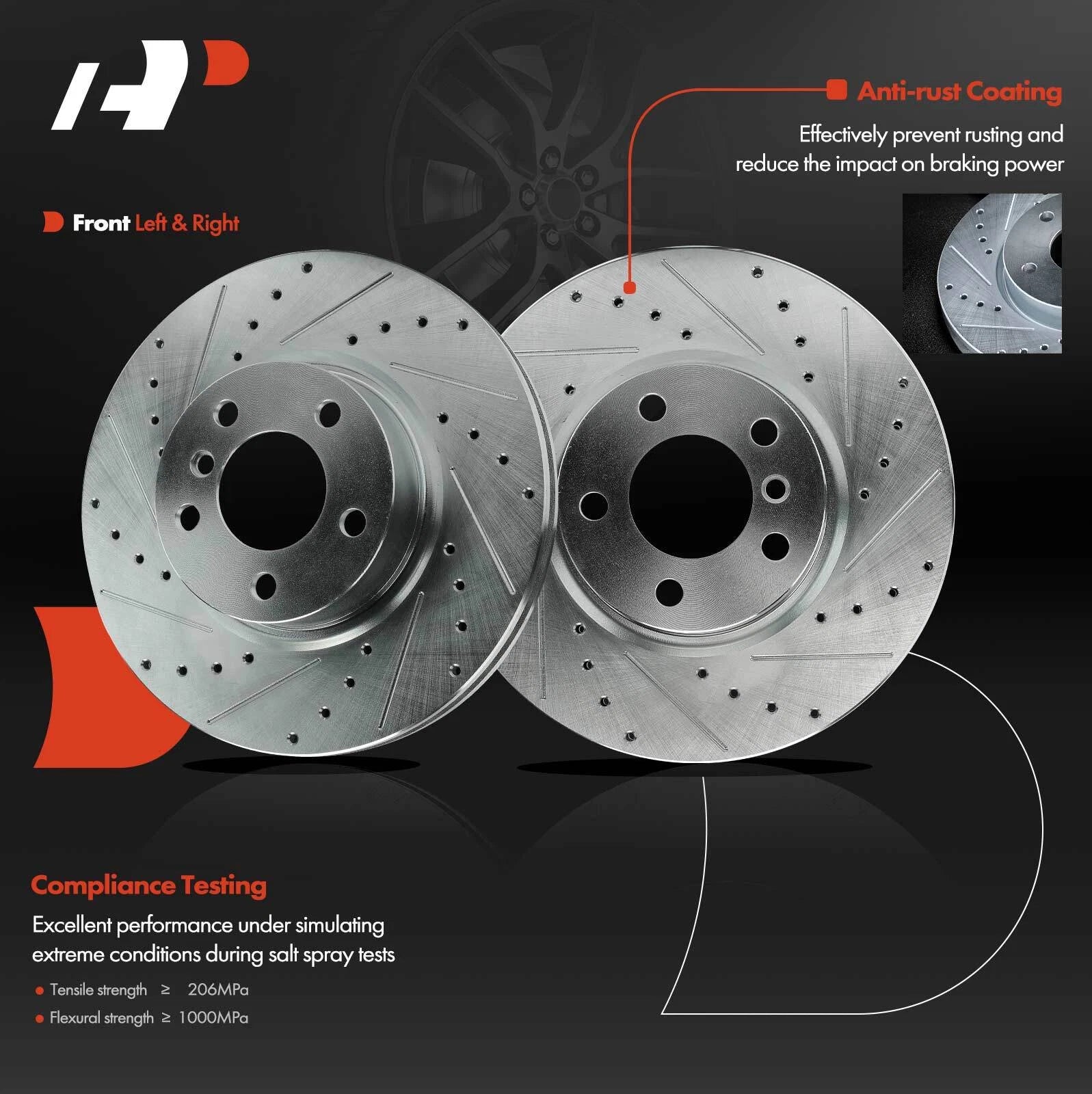 Front Drilled Brake Rotors & Ceramic Pads for BMW X3 X4 (2011-2017)