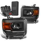 Pair of Black/Amber Signal Projector Headlights for Sierra 1500 (2014–2018)
