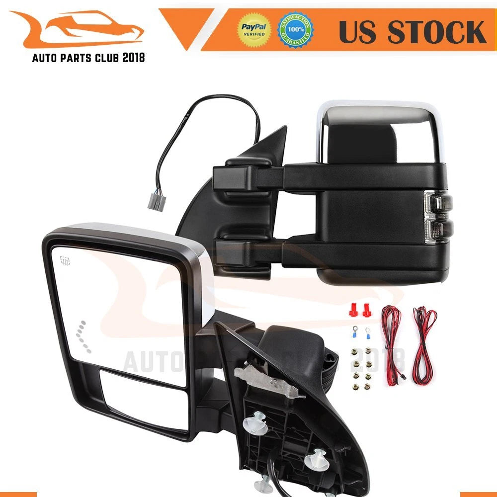 Pair of Heated Chrome Tow Mirrors for Ford F250 (1999–2007)