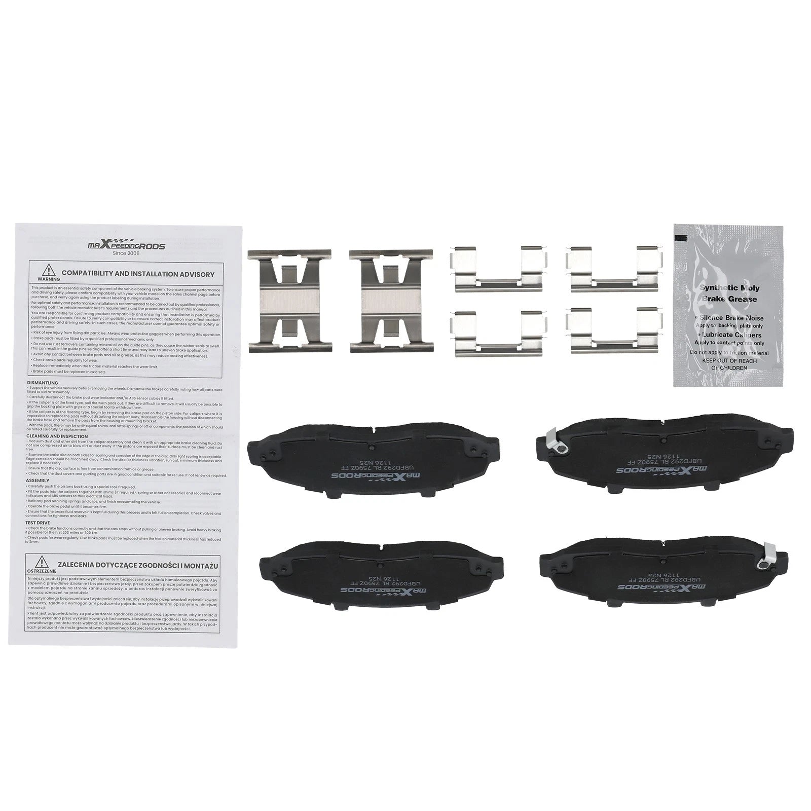 Front Ceramic Brake Pads Set for Ford F-150 5.4L (1999–2004) Lincoln Blackwood
