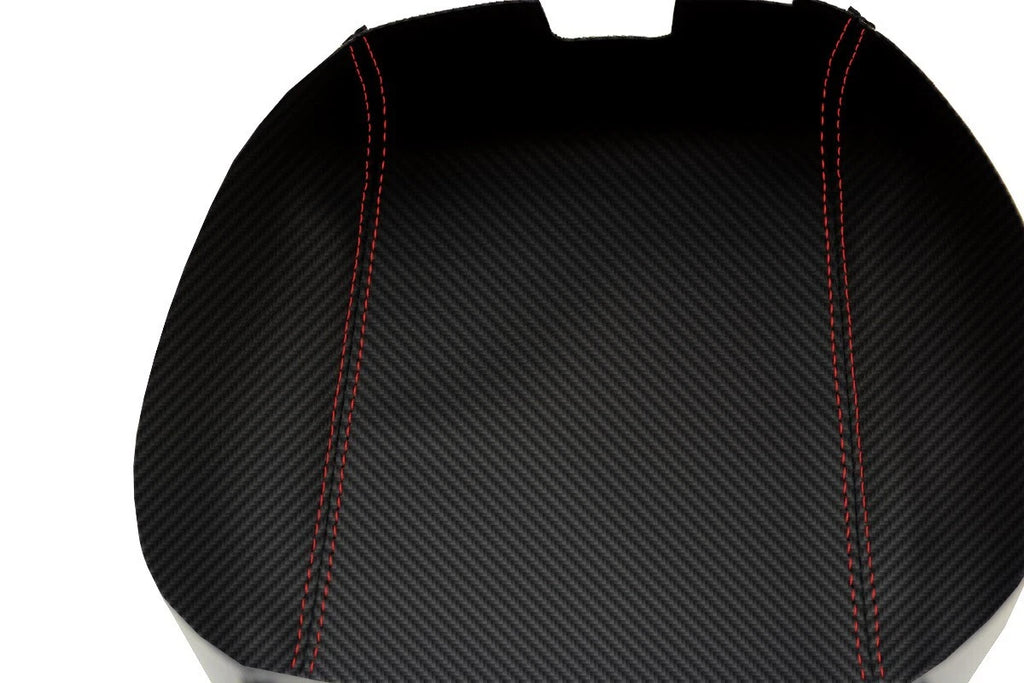 Console Lid Armrest Cover for Ford Escape (2008–2012) Carbon Fiber Red Stitch
