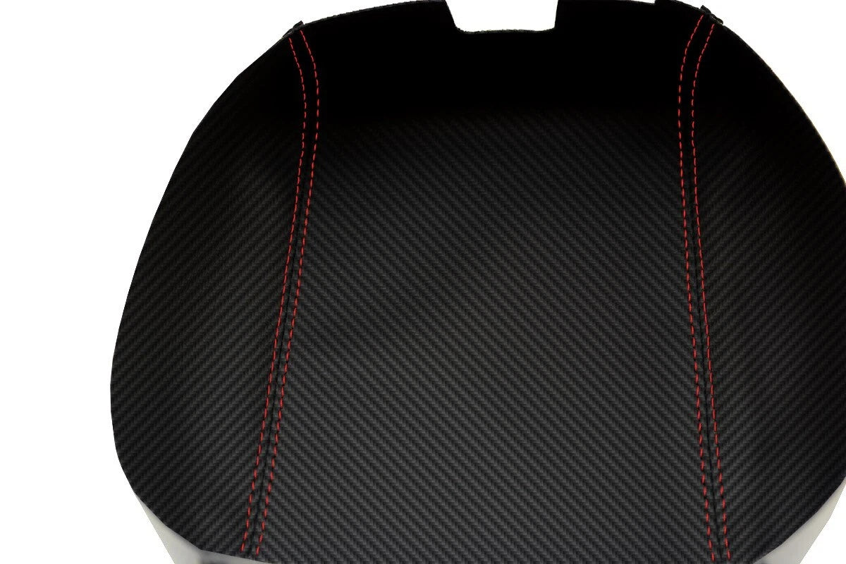Console Lid Armrest Cover for Ford Escape (2008–2012) Carbon Fiber Red Stitch
