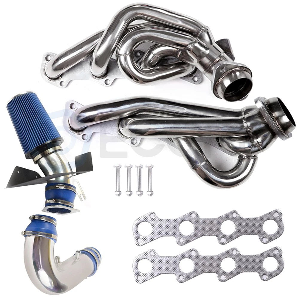 Exhaust Header Manifolds & Cold Air Intake Kit for Ford Expedition F-150 F-250