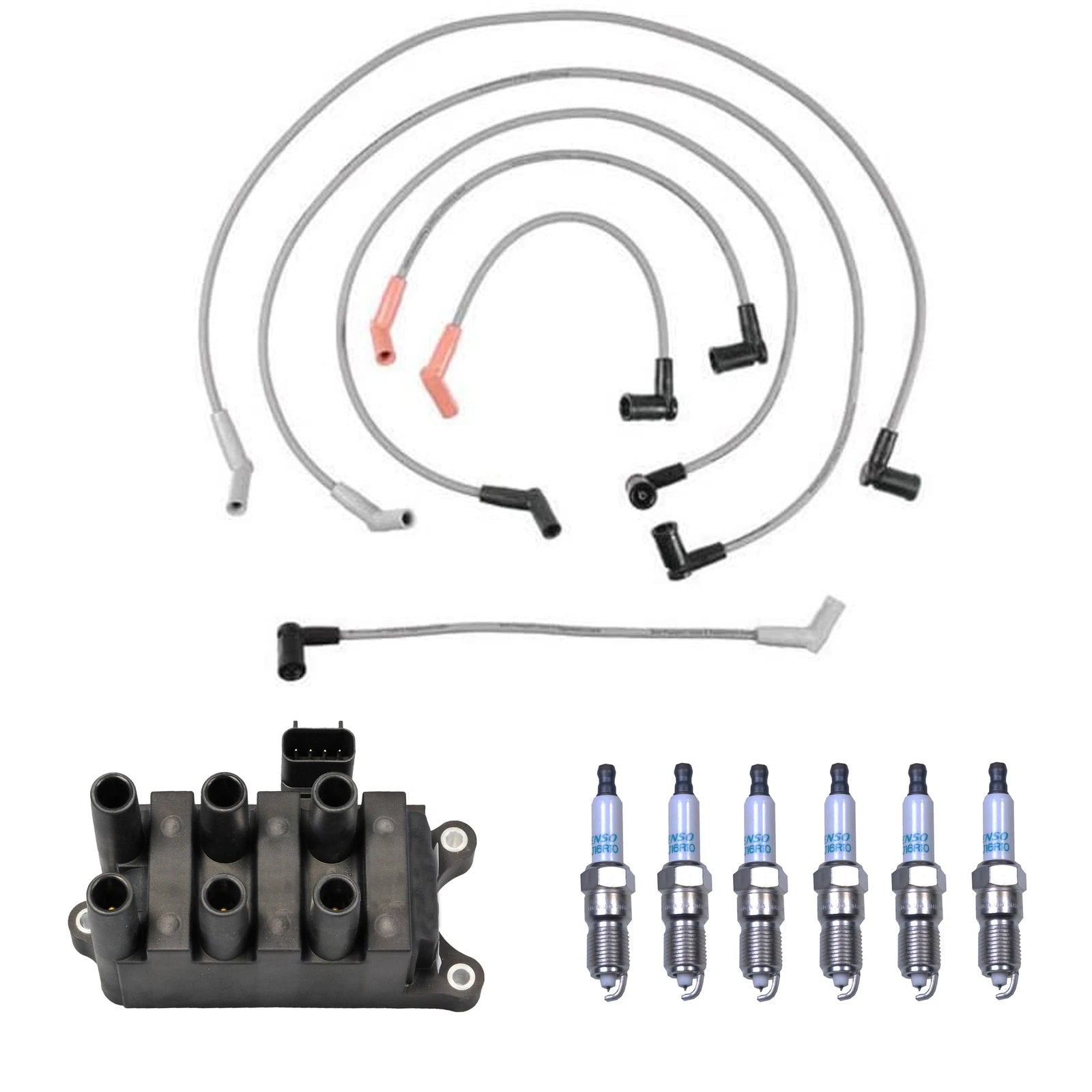 Denso Ignition Coil Wire Set & 6 Iridium Spark Plugs for Ford F-150