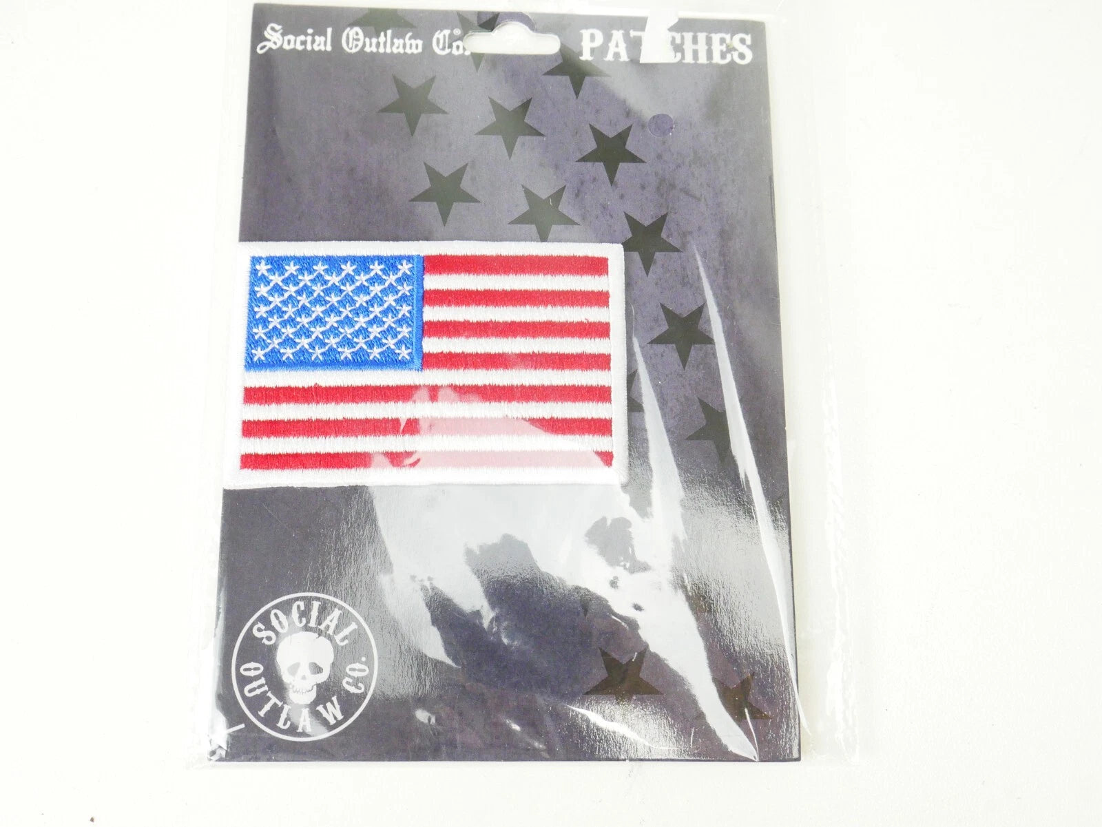 Embroidered American Motorcycle Patch Iron-On White Border USA