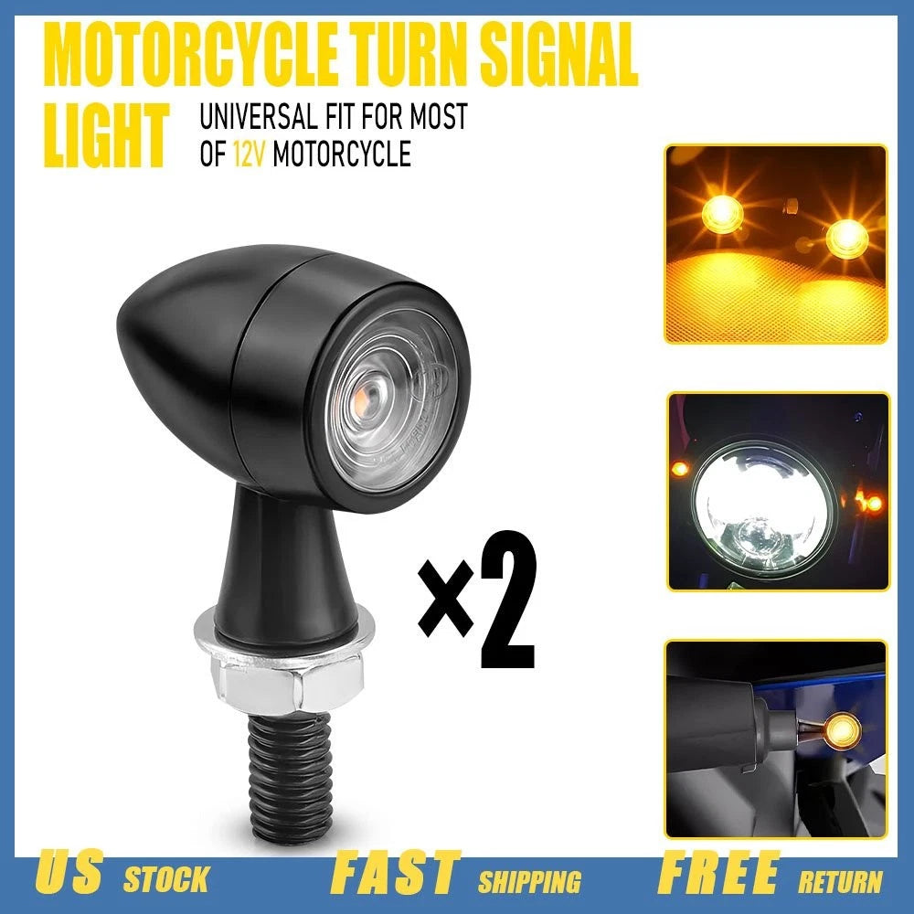 LED Bullet Turn Signals for Mini Motorcycle (Amber, Black)