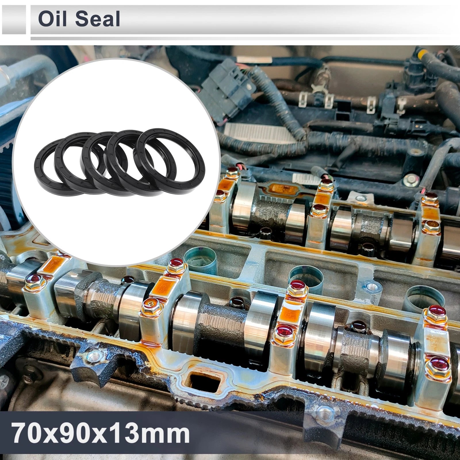 Set of 5 Oil Seal Rotary Shaft Seal Nitrile Rubber 70x90x13mm