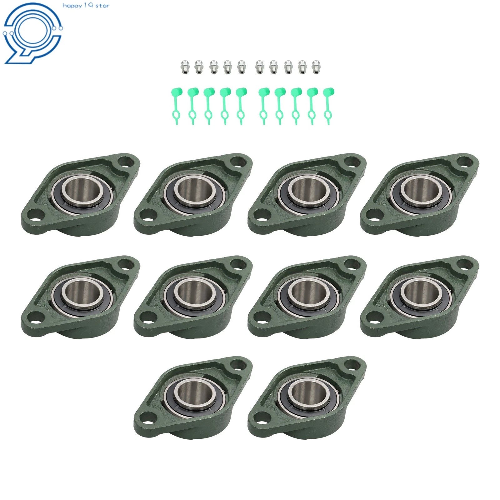 Set of 10 Pillow Block Bearings for UCFL206-20 (Self-Aligning)