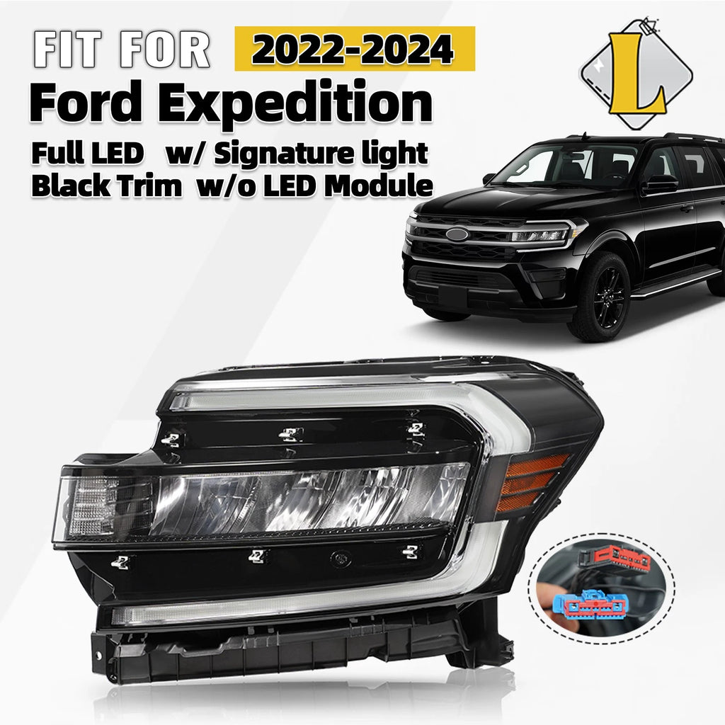 Full LED Headlight for Ford Expedition (2022–2024) - Left Side, Black Trim