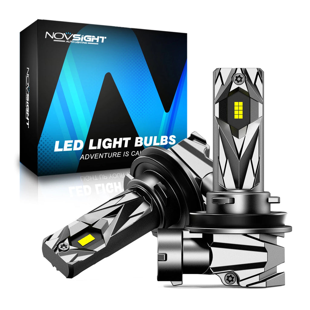 2pc H11 LED Headlight Bulbs for NOVSIGHT (6500K, 16000LM)