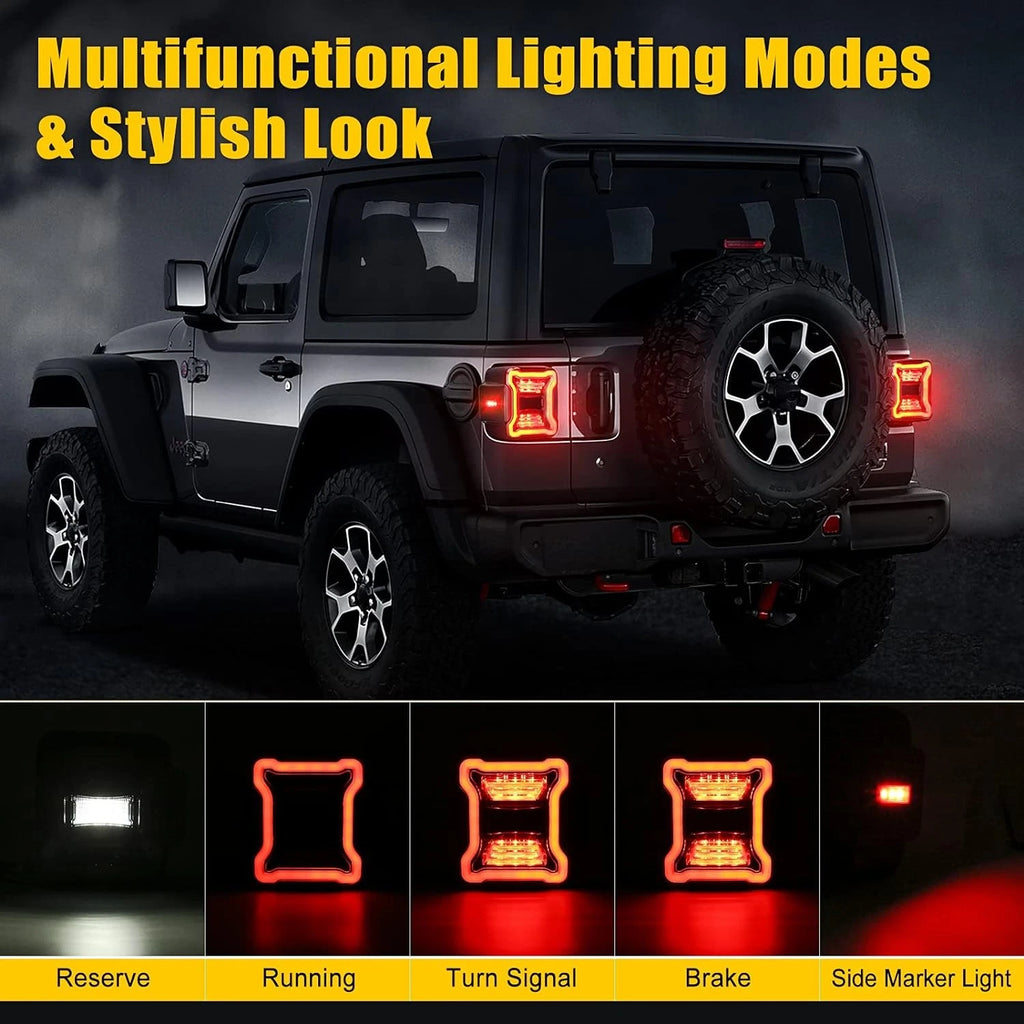 Smoked LED Tail Lights for Jeep Wrangler JL JLU (2018–2024)