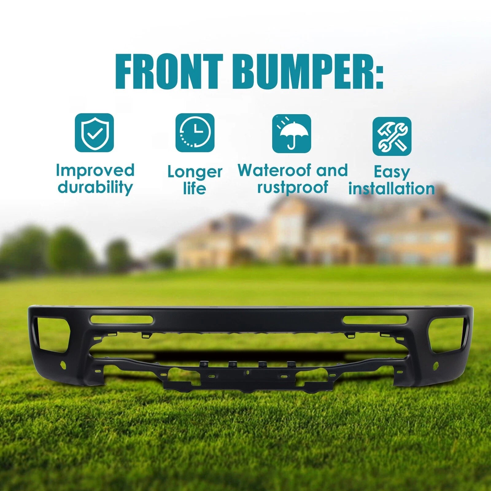 Black Steel Front Bumper Face Bar for Ford Ranger (2019–2023)