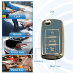 Silicone Key Fob Case Cover for Volkswagen Tiguan (2010–2017) - Blue