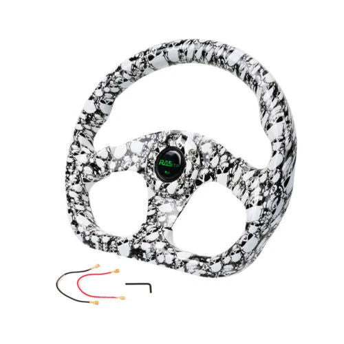 14" Universal D Shape Drift Racing Steering Wheel with Horn Button