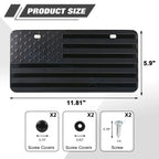 3D American Front Flag License Plate Vanity Gift for Patriotic Embossed Black (2020-2020)