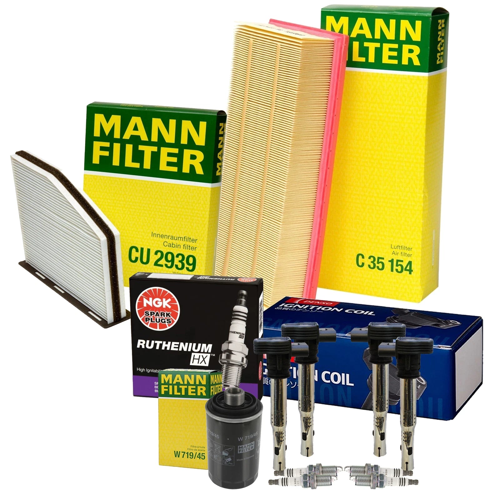 Set of 4 NGK Ruthenium HX Spark Plugs for Audi VW