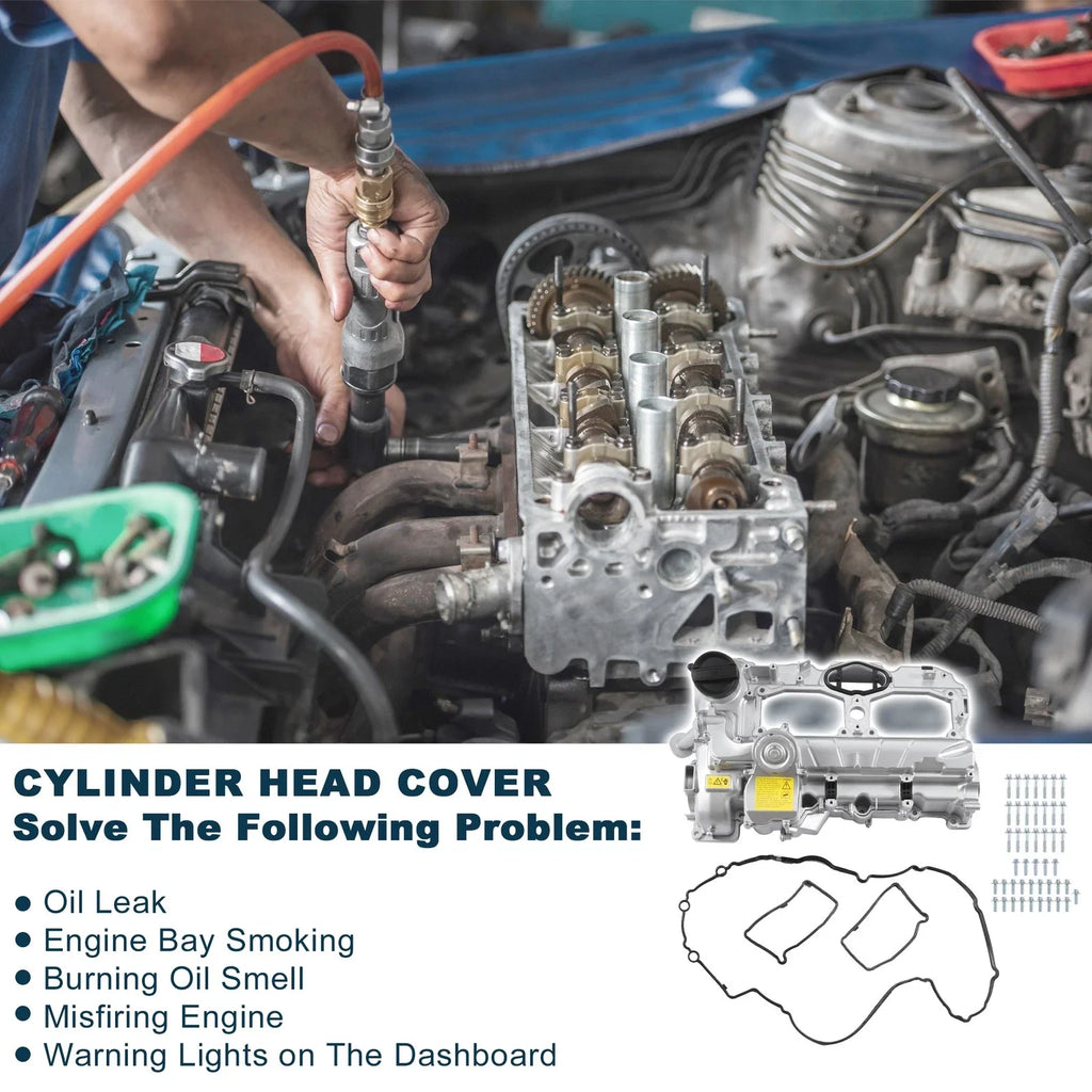 Valve Cover with Gasket for BMW 528i (2012-2016) Silver Tone