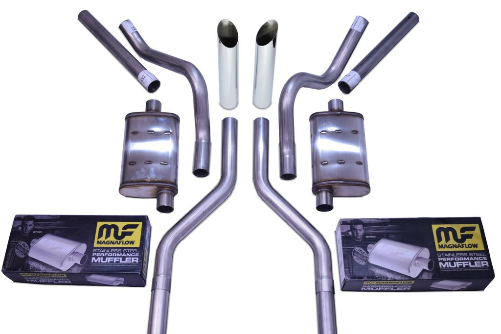Dual Exhaust Kit for Chevy GMC C10 (1963–1972) with Slash Tips