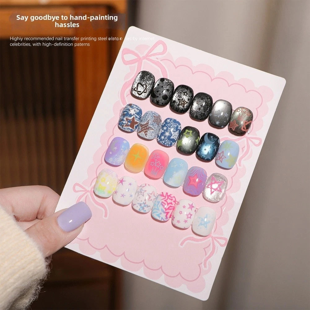 Stainless Steel Nail Art Stamping Plate with Star Moon Patterns 14.5x9.5cm