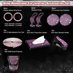 Bling Diamond Engine Button Ring Gear Shift Cover for Pink (2019-2024)