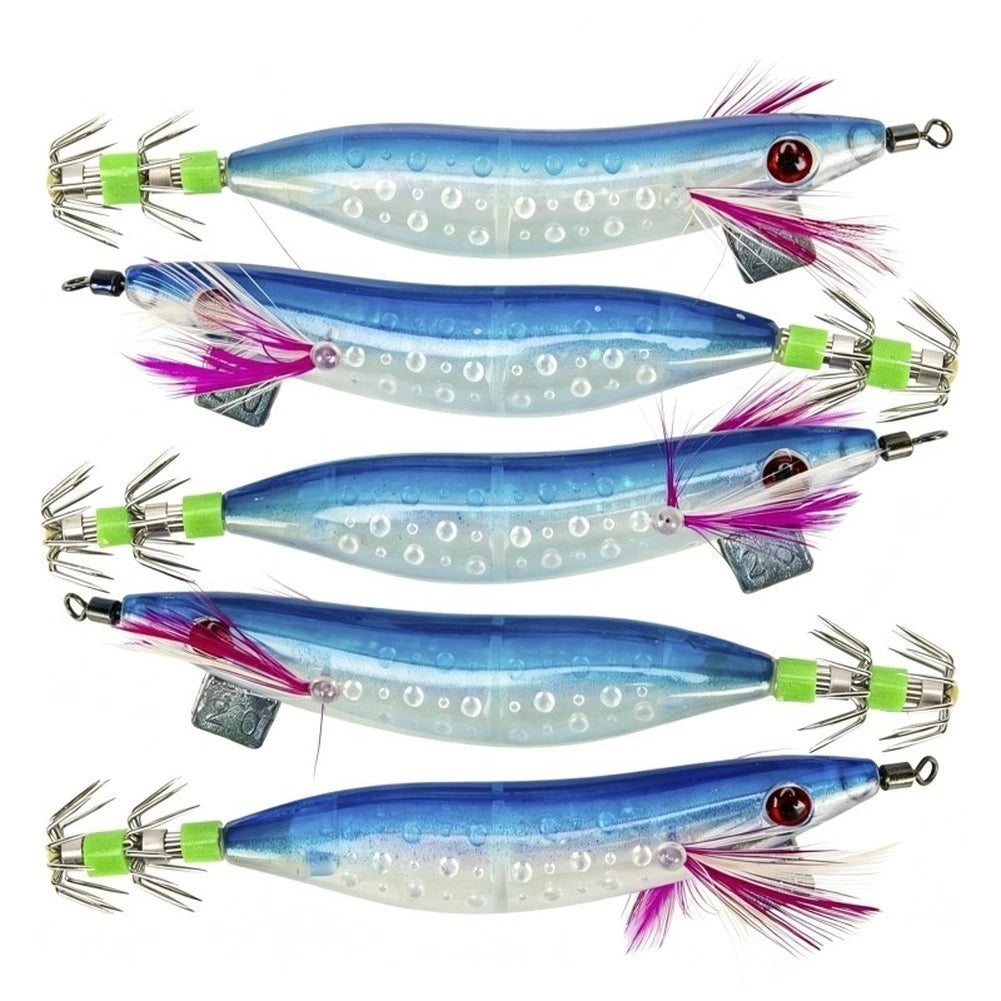 5X Glow Squid Jig 9cm 20g Luminous Bait for Coastal Fishing