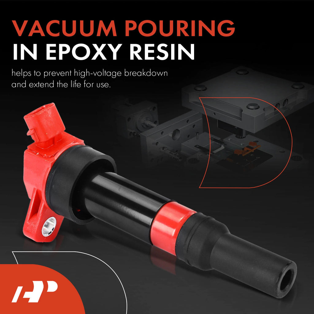 Set of 4 Red Ignition Coils for Hyundai Elantra (2010–2016) Tucson Kia Forte Soul