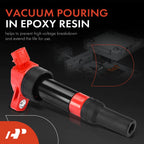 Set of 4 Red Ignition Coils for Hyundai Elantra (2010–2016) Tucson Kia Forte Soul