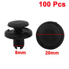 100 Pcs 8mm Hole Black Plastic Rivet Push Clip for Honda 