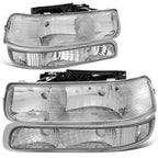 Chrome Headlight, Clear Bumper, Red 3D LED Tail Light Kit for Silverado (1999–2002)