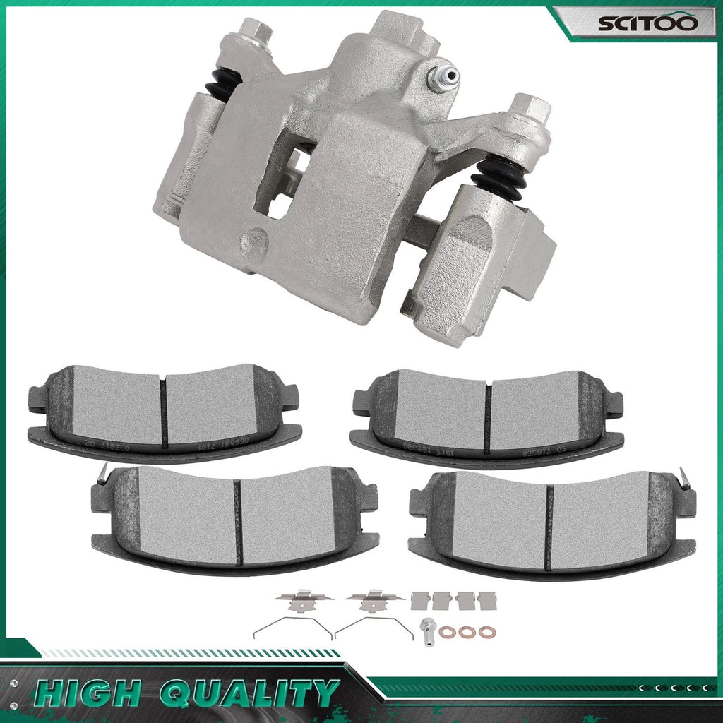 Set of 4 Rear Ceramic Brake Pads & Left Caliper for Buick Regal (1997–2004) & Chevy Impala (2000–2010)