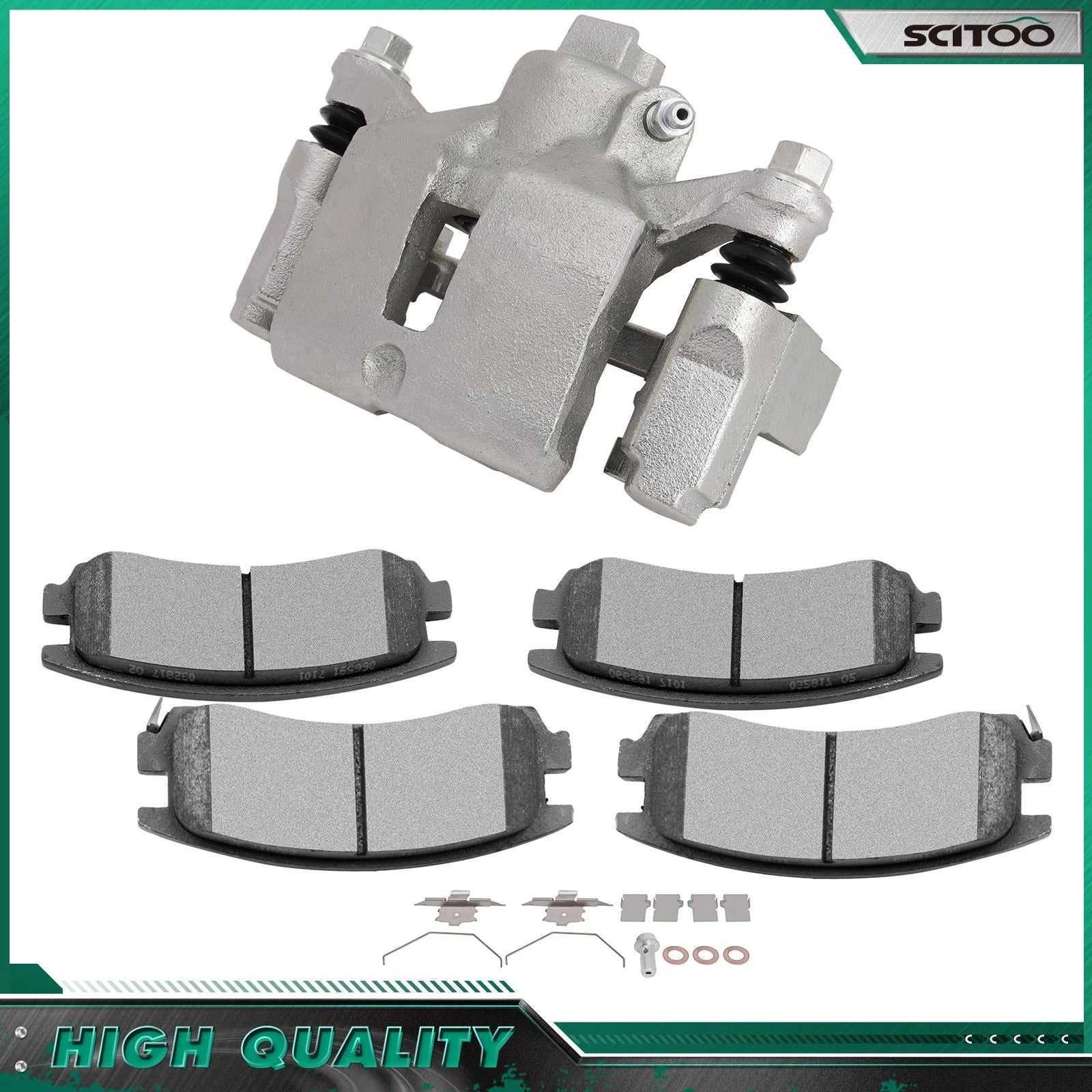 Set of 4 Rear Ceramic Brake Pads & Left Caliper for Buick Regal (1997–2004) & Chevy Impala (2000–2010)