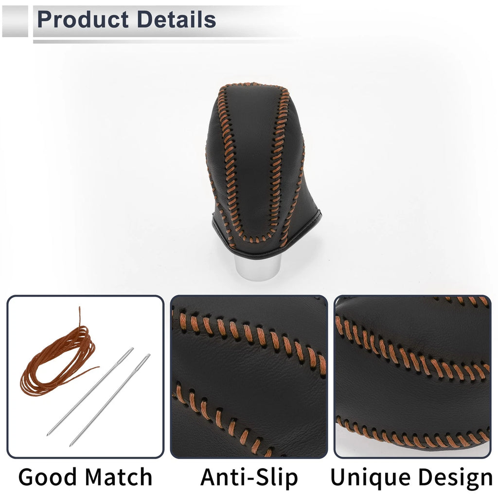 Gear Shift Knob Cover for Subaru Impreza (2017–2023) Black Brown Faux Leather