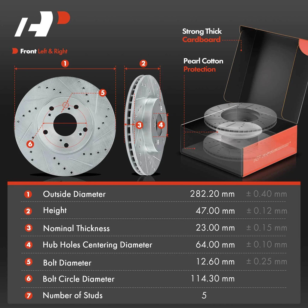 Front Drilled Brake Rotors & Ceramic Pads for Honda Accord (1998–2002)