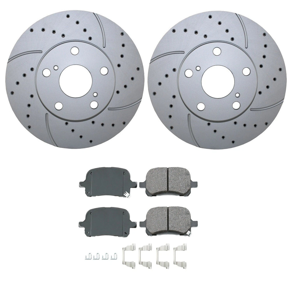 Front Brake Kit 275mm Drilled Rotors & Akebono Ceramic Pads for ES300, Camry, Solara (1992–2006)