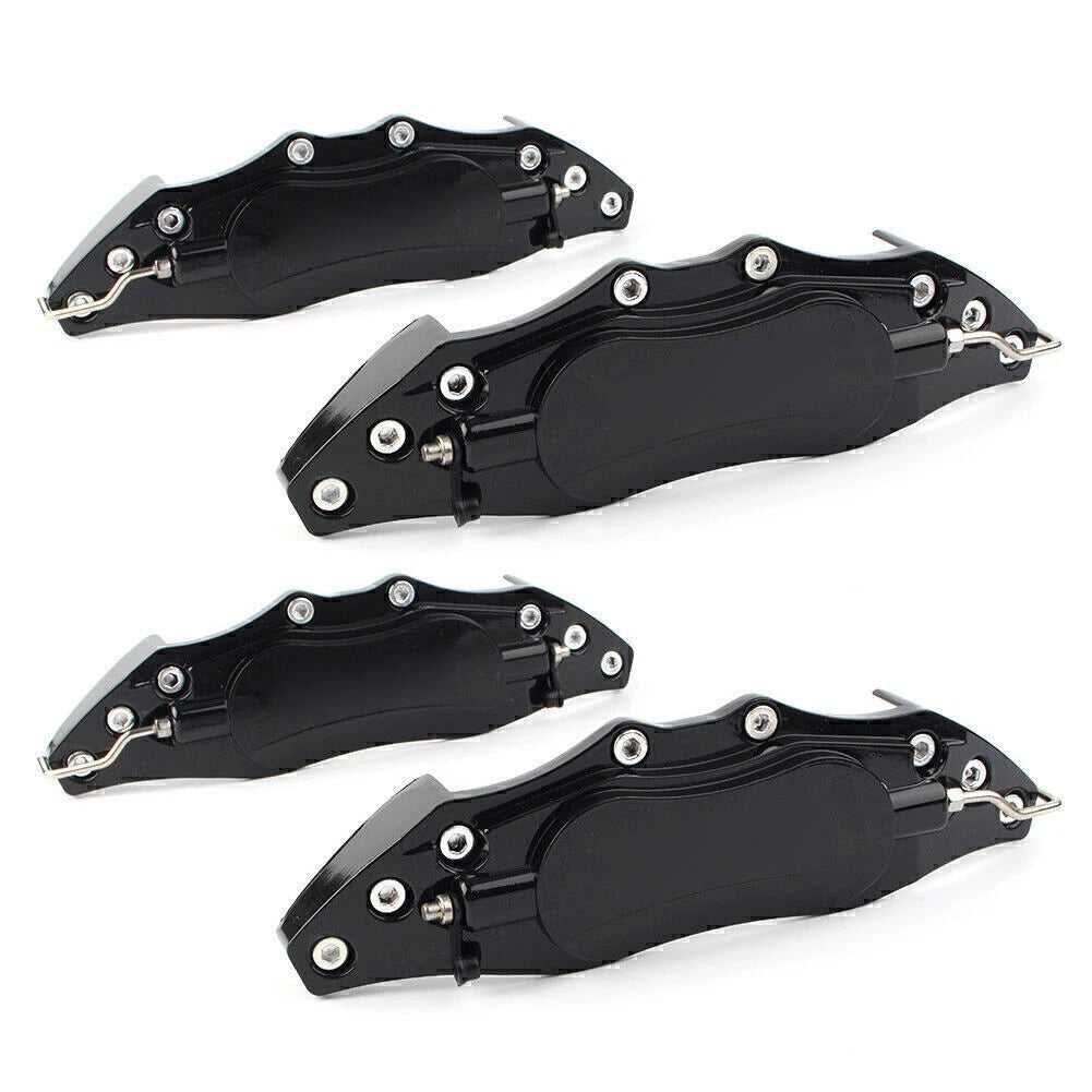 Set of 4 Brake Disc Caliper Covers for Universal Fit 10.5" Black Metal
