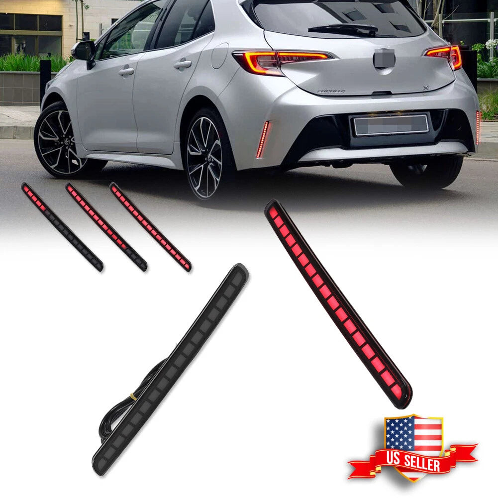 Smoked LED Rear Bumper Reflector Tail Lights for Toyota Corolla Hatchback (2019–2022)