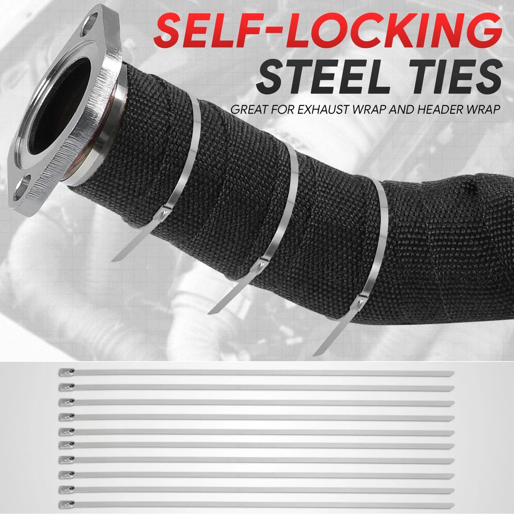 2" Wide Black Fiberglass Exhaust Header Wrap for Universal (30ft)