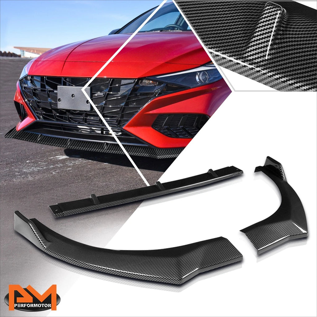 Carbon Style Front Bumper Body Kit Lower Splitter Spoiler Lip for Elantra (2021–2022)