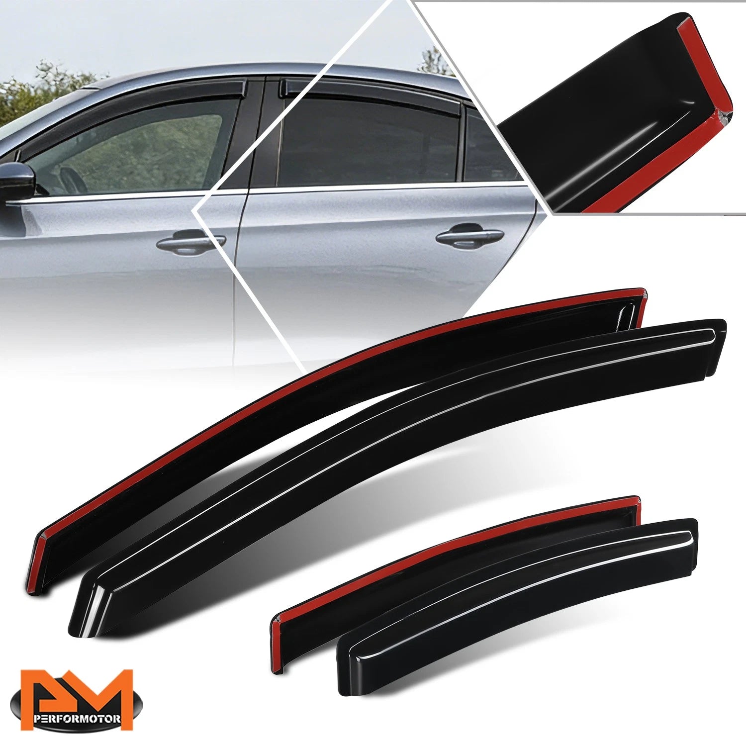 Set of 4 Tap-On Side Window Visors for Chevrolet Cruze (2016–2019)