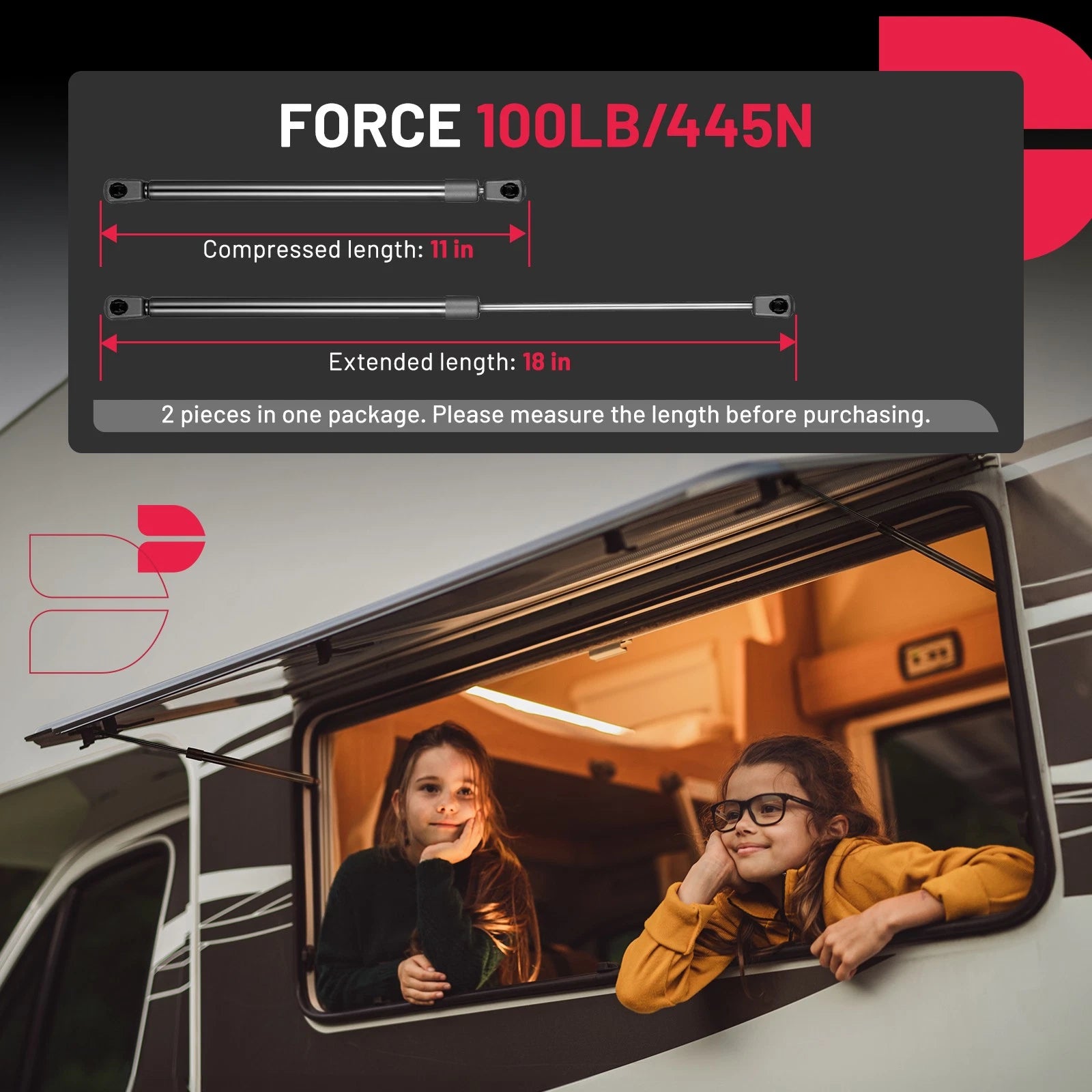 Gas Struts Shocks Spring Lift Support for Truck Cap (2018-2024)