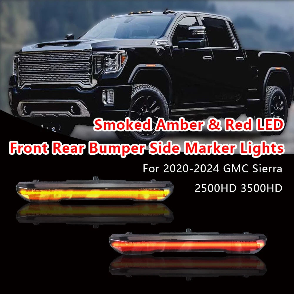 Smoked LED Front Rear Side Marker Lights for GMC Sierra 2500HD 3500HD (2020–2024)
