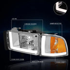 Dual L-Bar LED DRL Headlight for Dodge Ram (1994–2002) - Chrome Housing