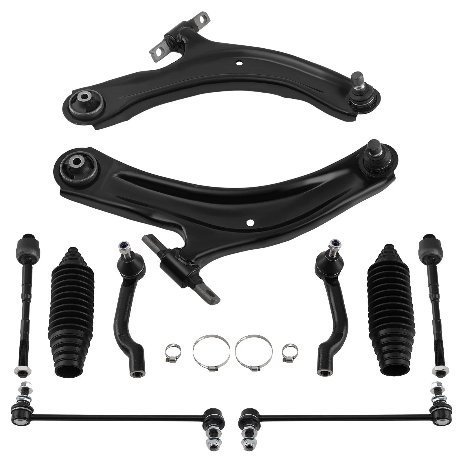 10 Pc Front Lower Control Arms Tie Rods Sway Bar for Nissan Rogue (2008–2013)