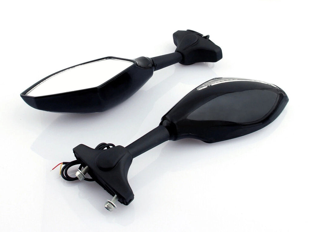 LED Turn Signal Mirrors for Honda Kawasaki Suzuki Yamaha (Universal) BLACK