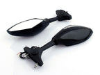 LED Turn Signal Mirrors for Honda Kawasaki Suzuki Yamaha (Universal) BLACK