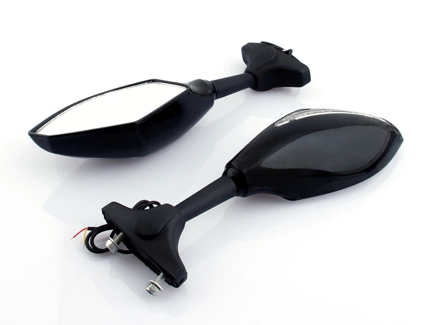 LED Turn Signal Mirrors for Honda Kawasaki Suzuki Yamaha (Universal) BLACK